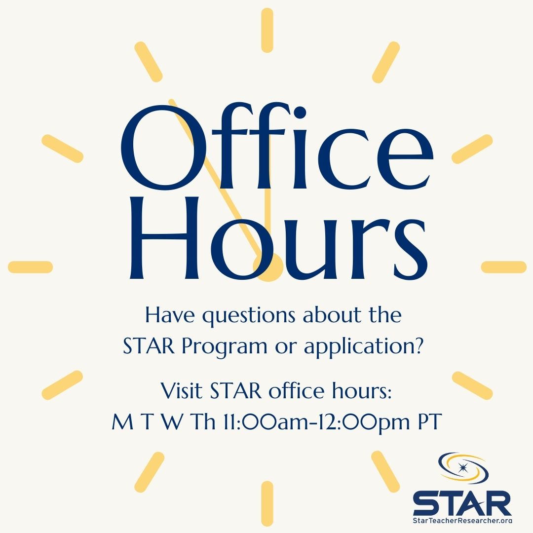Image of a clock with the words STAR Office Hours.