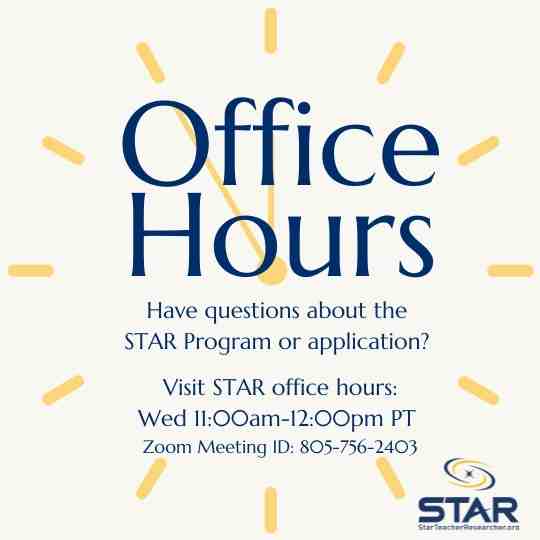 Image of a clock with the words STAR Office Hours.